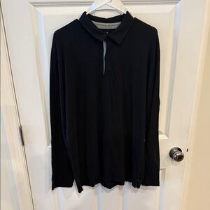 Tommy John Black Long Sleeve Polo Shirt